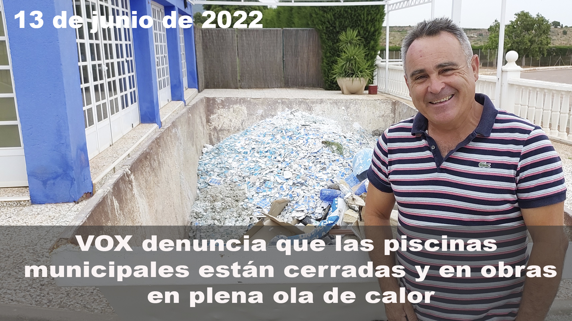 VOX Totana denuncia que las piscinas municipales están cerradas y en obras en plena ola de calor